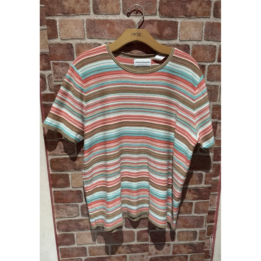 Alfred Dunner Tight Knit Sweater Shirt Women's Size XL Multi-Color Striped